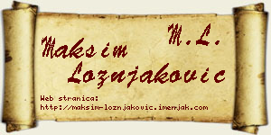 Maksim Ložnjaković vizit kartica